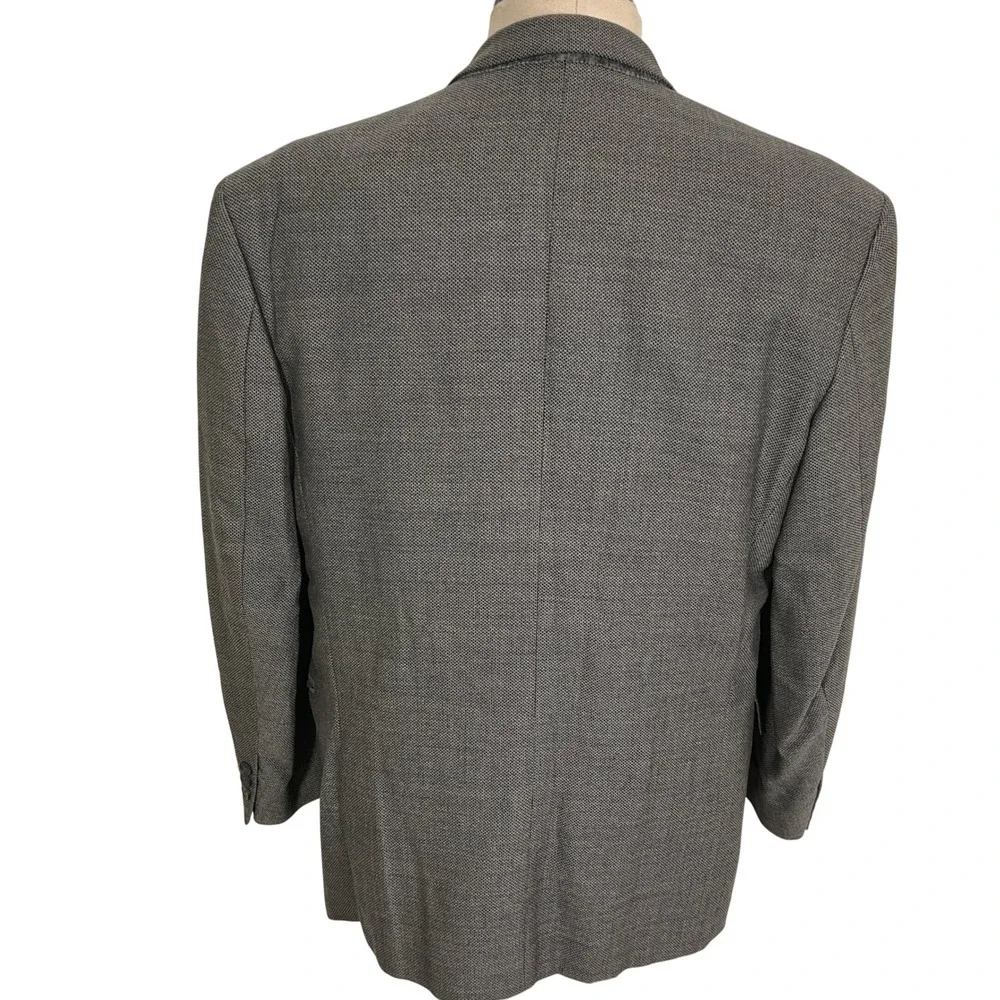 Ferrini Blazer‎ Mens 40R Gray Diamond Double Breasted Wool Blend Suit Jacket